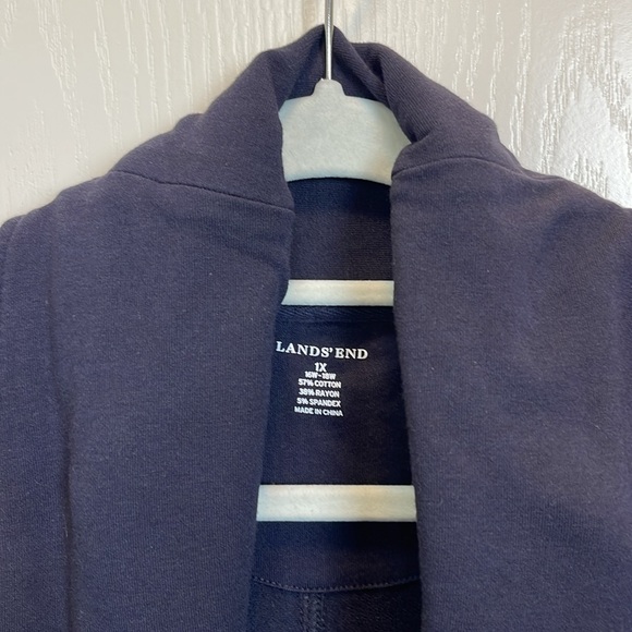EUC Lands End Navy Blue Knit Cardigan 3/4 sleeves Sz 1X 16W-18W - Picture 3 of 4